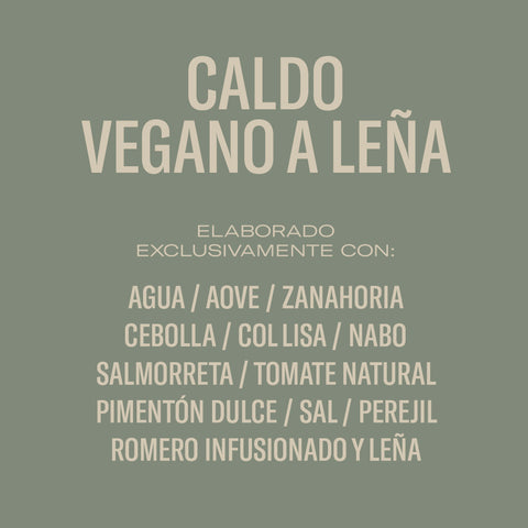 Caldo vegano a leña