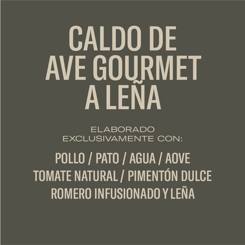 Caldo de ave gourmet a leña