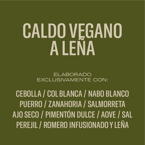 Caldo vegano a leña